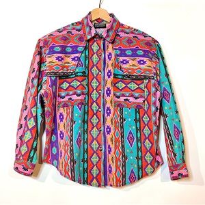 Vintage RoughRider by Circle T Western print button down shirt